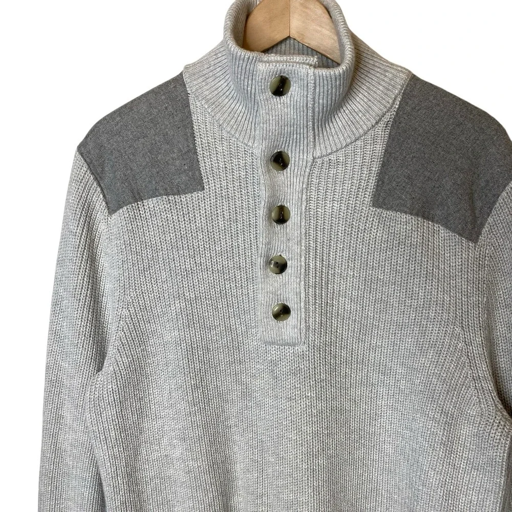 Banana Republic Men's Wool Blend Popover Sweater Gray size Large‎ - Picture 3 of 5